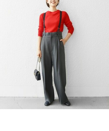 SHIPS any:〈洗濯機可能〉マニッシュ サスペンダー ワイド パンツ