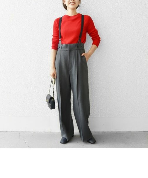 SHIPS any:〈洗濯機可能〉マニッシュ サスペンダー ワイド パンツ