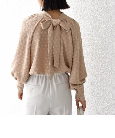 * 〈洗濯機可能〉カット ジャカード ボウタイ ブラウス ◇