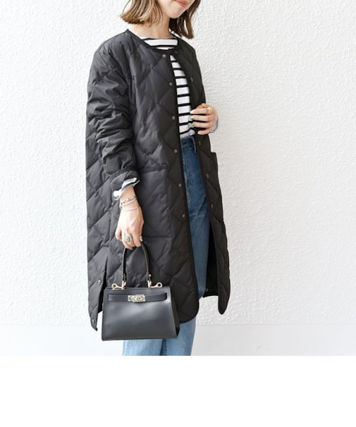 【SHIPS any別注】TAION:〈手洗い可能〉パイピング ノーカラー キルティング コート 23AW