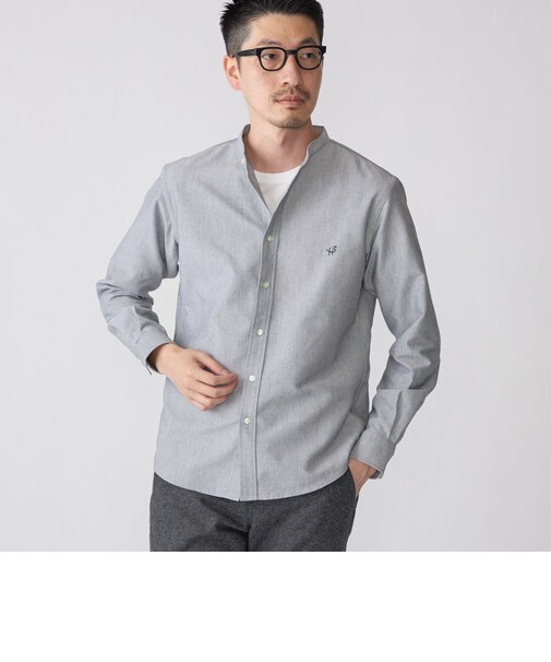 【WEB限定】SHIPS: 防シワ・吸水速乾 Drymix(R) ワンポイントロゴバンドカラーシャツ