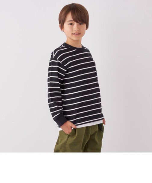 UNIVERSAL OVERALL: WINDY Jr. ワッペン ボーダー ロンT <KIDS>◇