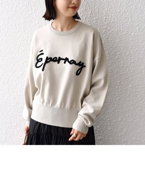 【WEB限定】〈手洗い可能〉サガラ 刺繍 ロゴ ニット