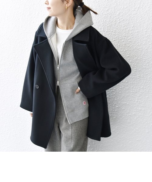 SHIPS any: テーラード コクーン ショート コート SHIPS any: ノンミュールジングウール テーラード コクーン ショート