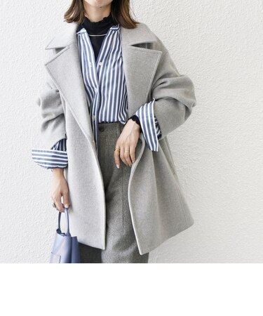 SHIPS any: ノンミュールジングウール テーラード コクーン ショート コート