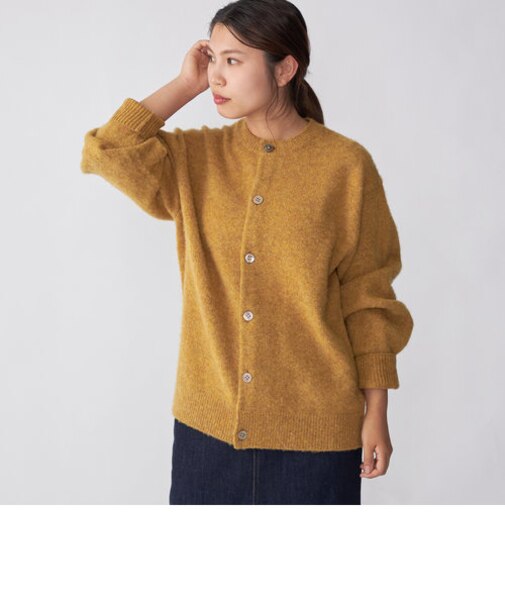 *SHIPS: 〈シェットランドタイプ〉 ウール シャギー ニット クルーカーディガン