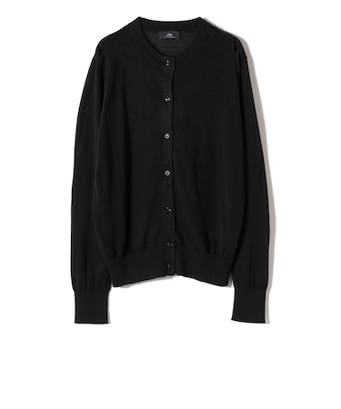 SHIPS Primary Navy Label:シルク カシミヤ クルーネック カーディガン