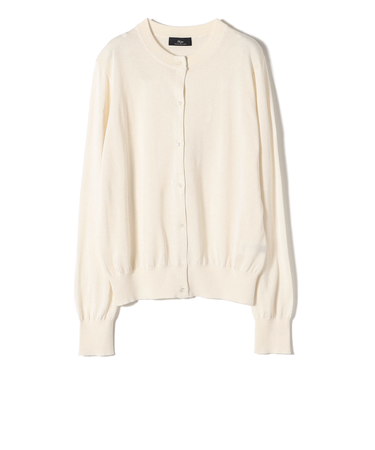 SHIPS Primary Navy Label:シルク カシミヤ クルーネック カーディガン