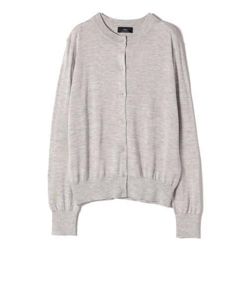 SHIPS Primary Navy Label:シルク カシミヤ クルーネック カーディガン