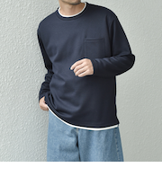 SHIPS any: パールワッフル フェイクレイヤード Tシャツ (ロンT)◇