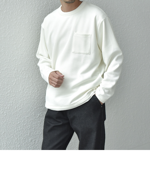 SHIPS any: パールワッフル フェイクレイヤード Tシャツ (ロンT)◇