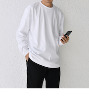 SHIPS any: スムースコットン クルーネック Tシャツ (ロンT)◇