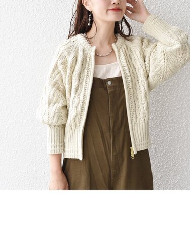 * 〈手洗い可能〉アラン ジップ カーディガン ◇