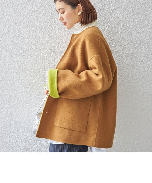 SUPER140 配色 リバーシブル ノーカラー コート ◇｜シップスの通販