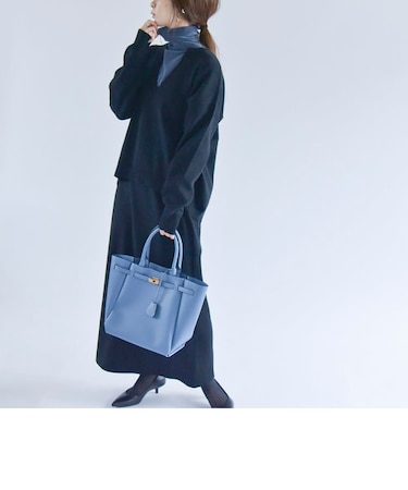 quaranciel:〈手洗い可能〉Vネック ニット プルオーバー ＆ スカート セットアップ