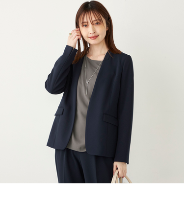 SHIPS Colors:ストレッチ ジョーゼット Vカラー ジャケット2(セットアップ対応可能)◇