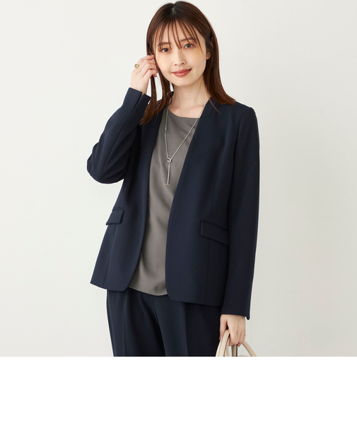 SHIPS Colors:ストレッチ ジョーゼット Vカラー ジャケット2(セットアップ対応可能)◇