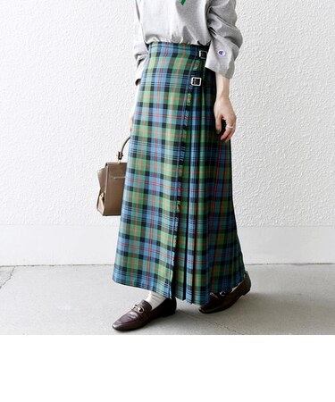 【SHIPS any別注】GLEN FYNE: プリーツ ラップ スカート