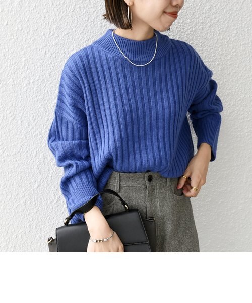 SHIPS any:〈手洗い可能〉ファインウール ワイド リブ ハイネック