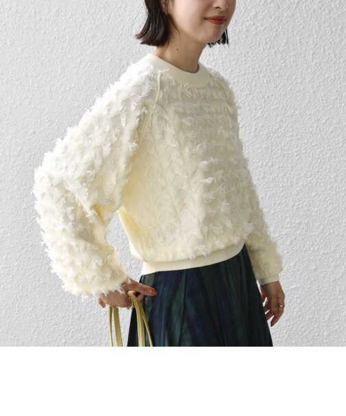 * 〈手洗い可能〉カット ジャカード フリンジ ニット ◇