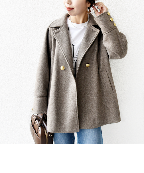 《一部追加予約》【WEB限定】〈手洗い可能〉ウール ライク ジャージー メルトン 2WAY Pコート
