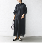 【SHIPS別注】kaene:2WAY ボウタイ ロング ワンピース（セレモニー対応可）