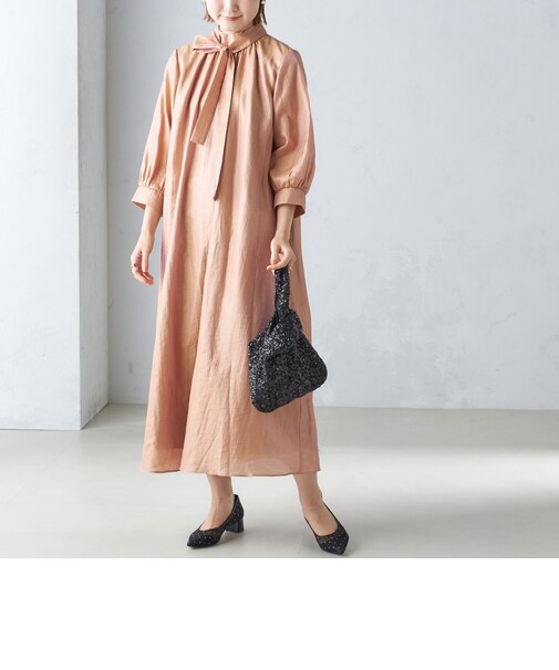 【SHIPS別注】kaene:2WAY ボウタイ ロング ワンピース（セレモニー対応可）