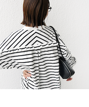 〈洗濯機可能〉ロング リブ スリーブ フリル カットソー