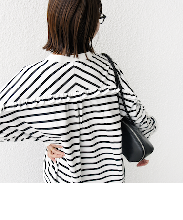 〈洗濯機可能〉ロング リブ スリーブ フリル カットソー