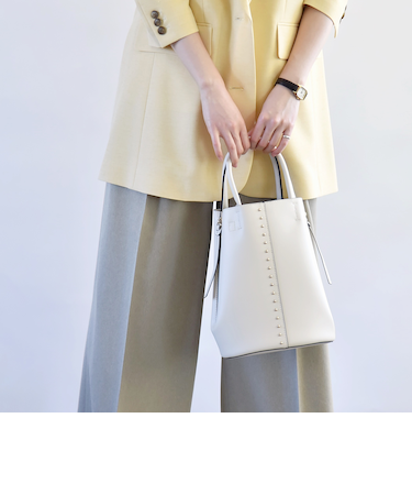 《一部追加予約》quaranciel: 2way スタッズ バケツ トート バッグ