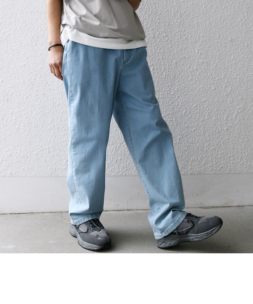 SHIPS any: ベターコットン 1タック ストレッチ イージー バギー デニム パンツ◇