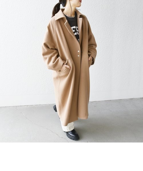 PECOLAMBウールカシミヤノーカラーミドル丈コート｜ナノ・ユニバースの