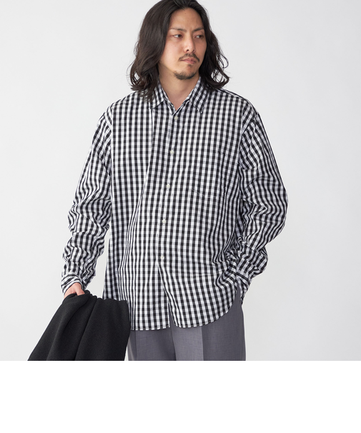 SHIPS: レギュラーカラー ベーシック ロングスリーブ シャツ 〈ストライプ/ギンガムチェック〉