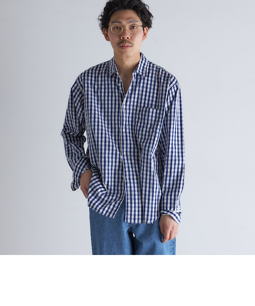 SHIPS: レギュラーカラー ベーシック ロングスリーブ シャツ 〈ストライプ/ギンガムチェック〉