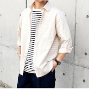 SHIPS any: 〈洗濯機可能〉コットン / リネン ７分袖 レギュラー シャツ 24SS◇