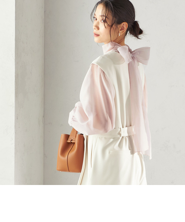 《一部追加予約》〈手洗い可能〉オーガンジー リボン ブラウス