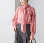 〈手洗い可能〉オーガンジー リボン ブラウス