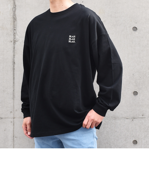 【WEB限定】SHIPS any: BLAH BLAH BLAH.ワンポイント 刺繍 ルーズ Tシャツ (ロンT)◆