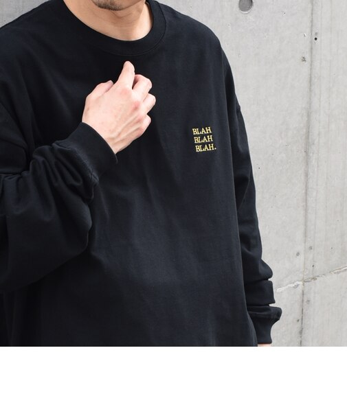 【WEB限定】BLAH BLAH BLAH.ワンポイント 刺繍 ルーズ Tシャツ (ロンT)◆