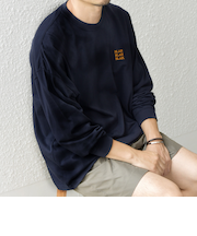 【WEB限定】SHIPS any: BLAH BLAH BLAH.ワンポイント 刺繍 ルーズ Tシャツ (ロンT)◆