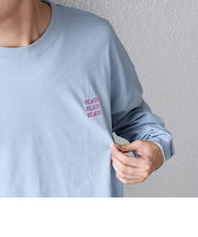【WEB限定】SHIPS any: BLAH BLAH BLAH.ワンポイント 刺繍 ルーズ Tシャツ (ロンT)◆