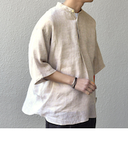 SHIPS any: ピュアリネン バンド スキッパー ハーフスリーブ プルオーバー シャツ 25SS◇