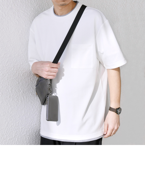 【WEB限定】SHIPS any: ジャカード フェイクレイヤード ポケット Tシャツ◇