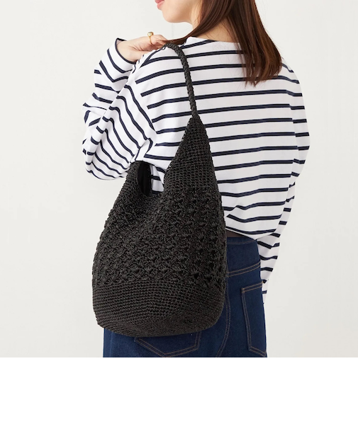 《一部追加予約》SHIPS Colors:メタリック クロシェ バッグ◆