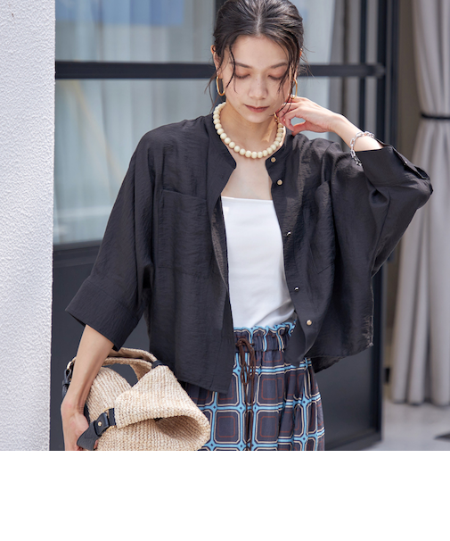〈手洗い可能〉シルク混 シアー 羽織 シャツ