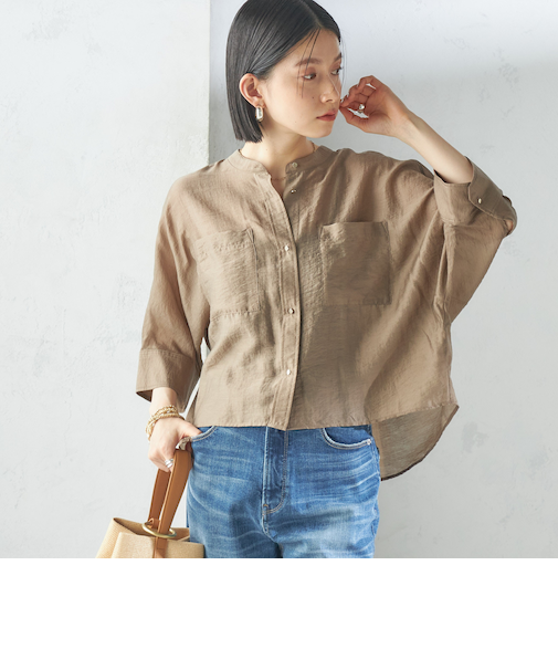 〈手洗い可能〉シルク混 シアー 羽織 シャツ