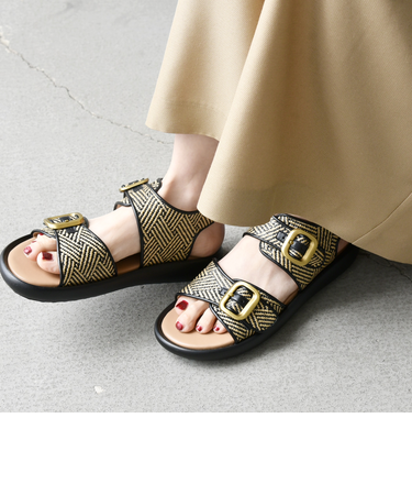 《一部追加予約》【SHIPS any別注】eblouna: バックルベルト サンダル