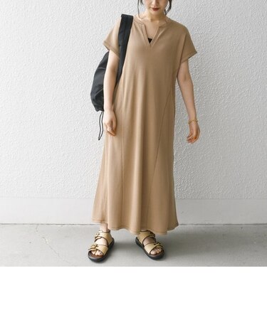 SHIPS any:〈洗濯機可能〉ワッフル スキッパー Aライン ワンピース
