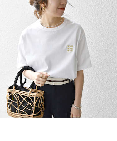 【WEB限定】SHIPS any: BLAH BLAH BLAH.ワンポイント 刺繍 ルーズ Tシャツ(ユニセックス)◇