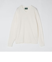 ALANPAINE: 14ゲージ コットン Vネック ニット